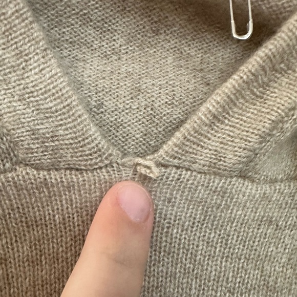 NWOT One Grey Day Cashmere Lance Cashmere Hoodie Beige Large - Picture 3 of 6